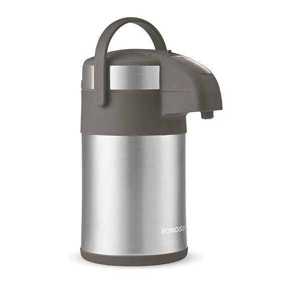 Borosil Hydra Airpot 3 L Stainless Steel Vacuum Insulated Beverage Dispenser with Handle, Pump, 360° Rotation Mechanism & Safety Lock, Leak Proof 24 Hrs Hot & Cold Tea/Coffee Serving Thermos Flask - Image 4
