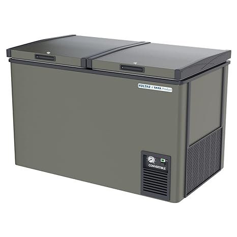 Voltas CVF320DD P/CVF320DA4-P-PL Double Door Deep Freezer cum chiller, 320 Liters, Convertible, GREY LATEST
