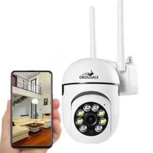 Grousale 4MP Full HD WiFi Mini Fox Indoor CCTV Camera with Full Color Night Vision, Two Way Audio, PTZ Control, Siren, 360° View, Motion Detection, SD Support UPO 128 GB | Remote View