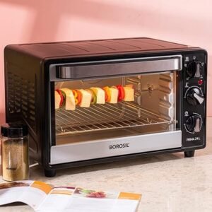 Borosil Prima 24 L Oven Toaster & Grill, Motorised Rotisserie & Convection Heating, 5 Heating Modes, Black