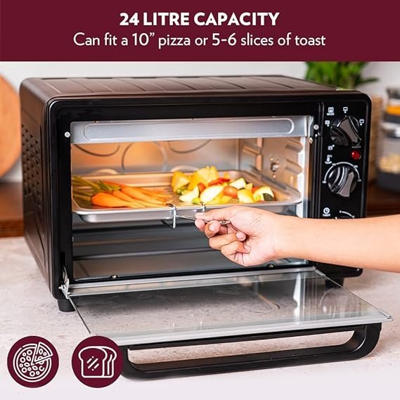 Borosil Prima 24 L Oven Toaster & Grill, Motorised Rotisserie & Convection Heating, 5 Heating Modes, Black - Image 3