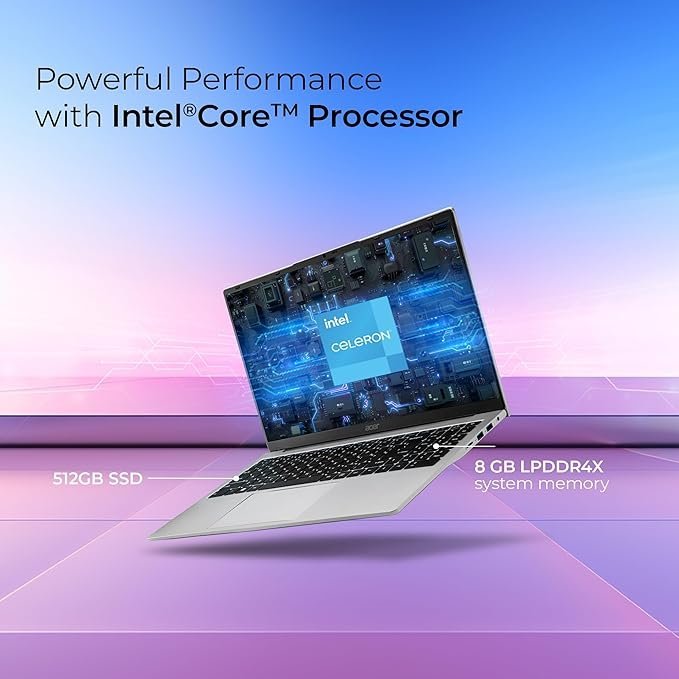 Acer Aspire 3 Laptop Intel Core Celeron N4500 Processor Laptop (8 GB LPDDR4X SDRAM/512 GB SSD/Win11 Home/38 WHR/HD Webcam) A325-45 with 39.63 cm (15.6") HD Display, Pure Silver, 1.5 KG - Image 3