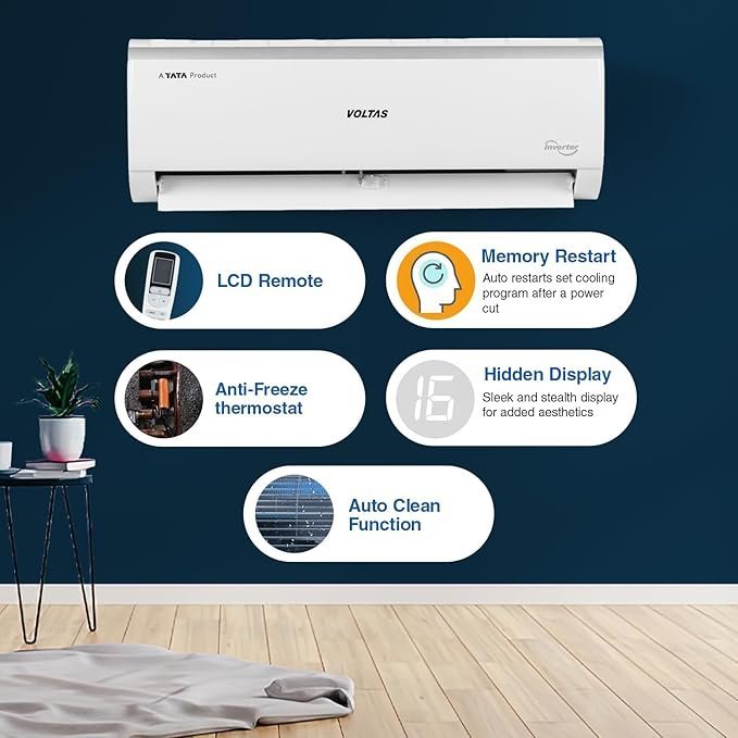 Voltas 1.4 Ton 3 Star, Inverter Split AC (Copper, 4-in-1 Adjustable Mode, Anti-dust Filter, 2024 Model, 173V CAE, White) - Image 2