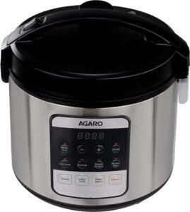 AGARO Royal Electric Rice Cooker,5 Litre Ceramic Coated Inner Bowl,Steam Basket,6 Preset Cooking Function With Advanced Fuzzy Logic,Keep Warm Function,Cooks Up To 8 Cups (1500G) Of Raw Rice,Silver.