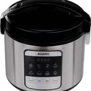 AGARO Royal Electric Rice Cooker,5 Litre Ceramic Coated Inner Bowl,Steam Basket,6 Preset Cooking Function With Advanced Fuzzy Logic,Keep Warm Function,Cooks Up To 8 Cups (1500G) Of Raw Rice,Silver.